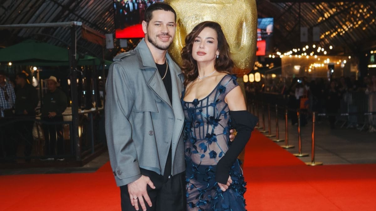 José Loreto e Nanda Marques se beijam na estreia de filme sobre Chorão
