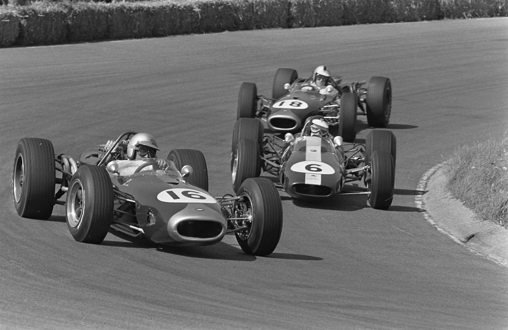 Brabham, Hulme e Clarke no Grande Prêmio de Zandvoort de 1966