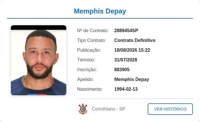 Memphis Depay tem contrato renovado no BID da CBF (Reprodução / CBF)
