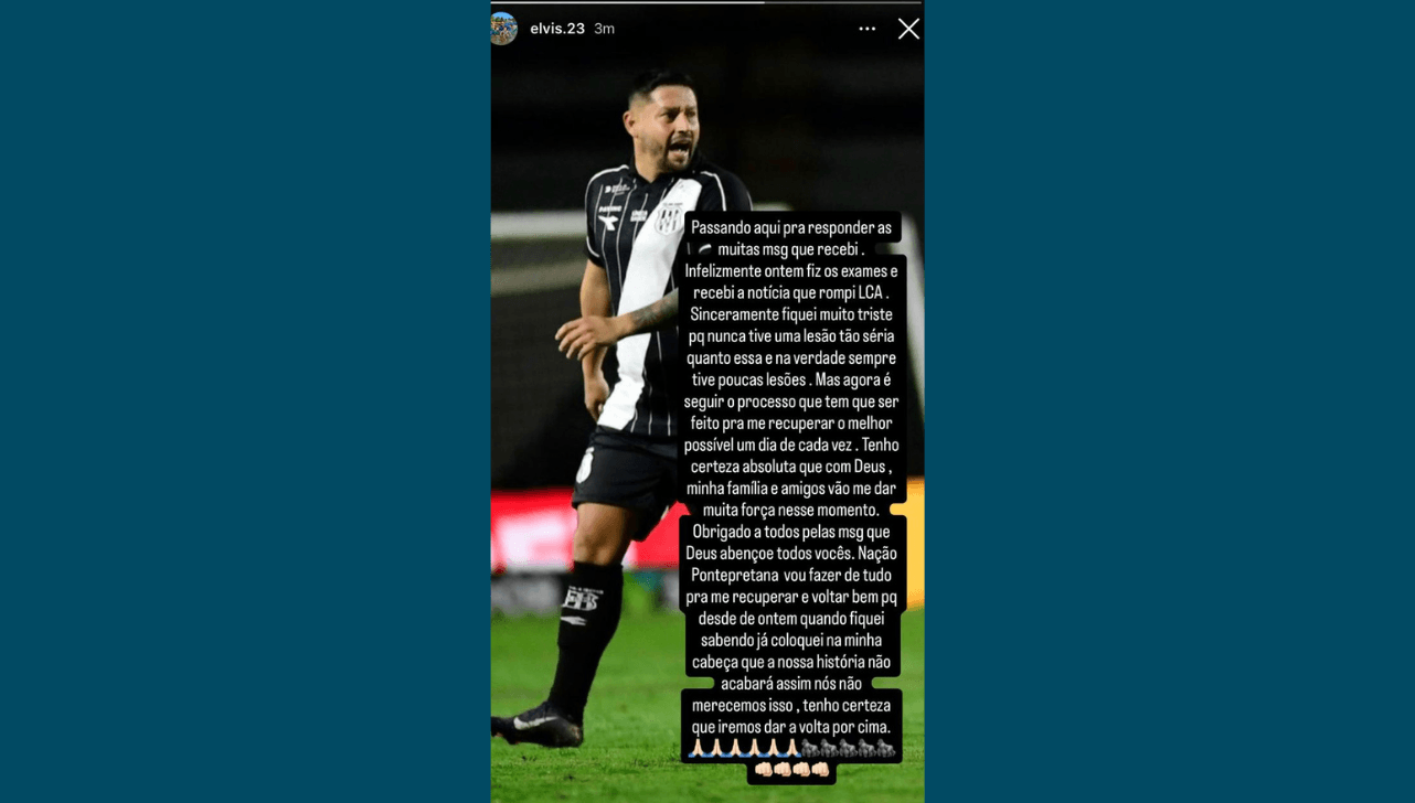 Meia usou as redes sociais para falar sobre a lesão