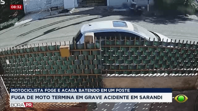 Motociclista foge da polícia, bate em poste e fica ferido em Sarandi, no PR