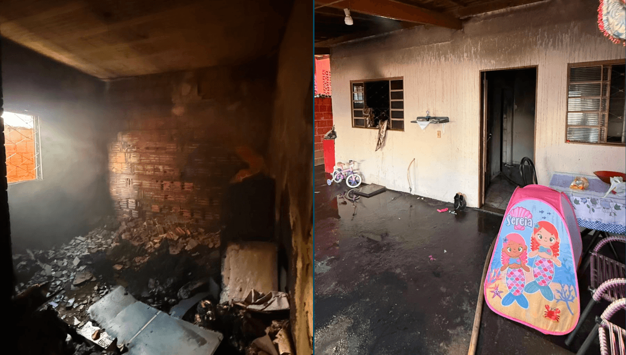 Incêndio de grandes proporções destrói parte de casa em Artur Nogueira