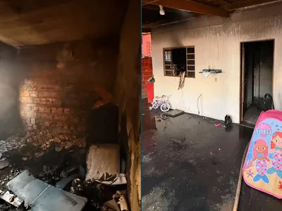 Incêndio de grandes proporções destrói parte de casa em Artur Nogueira