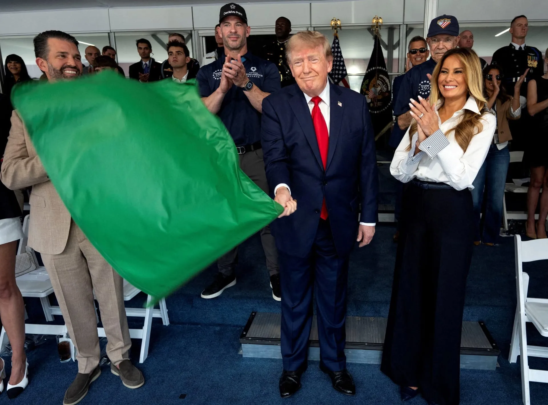 Trump durante a Freedom 250 da Indy