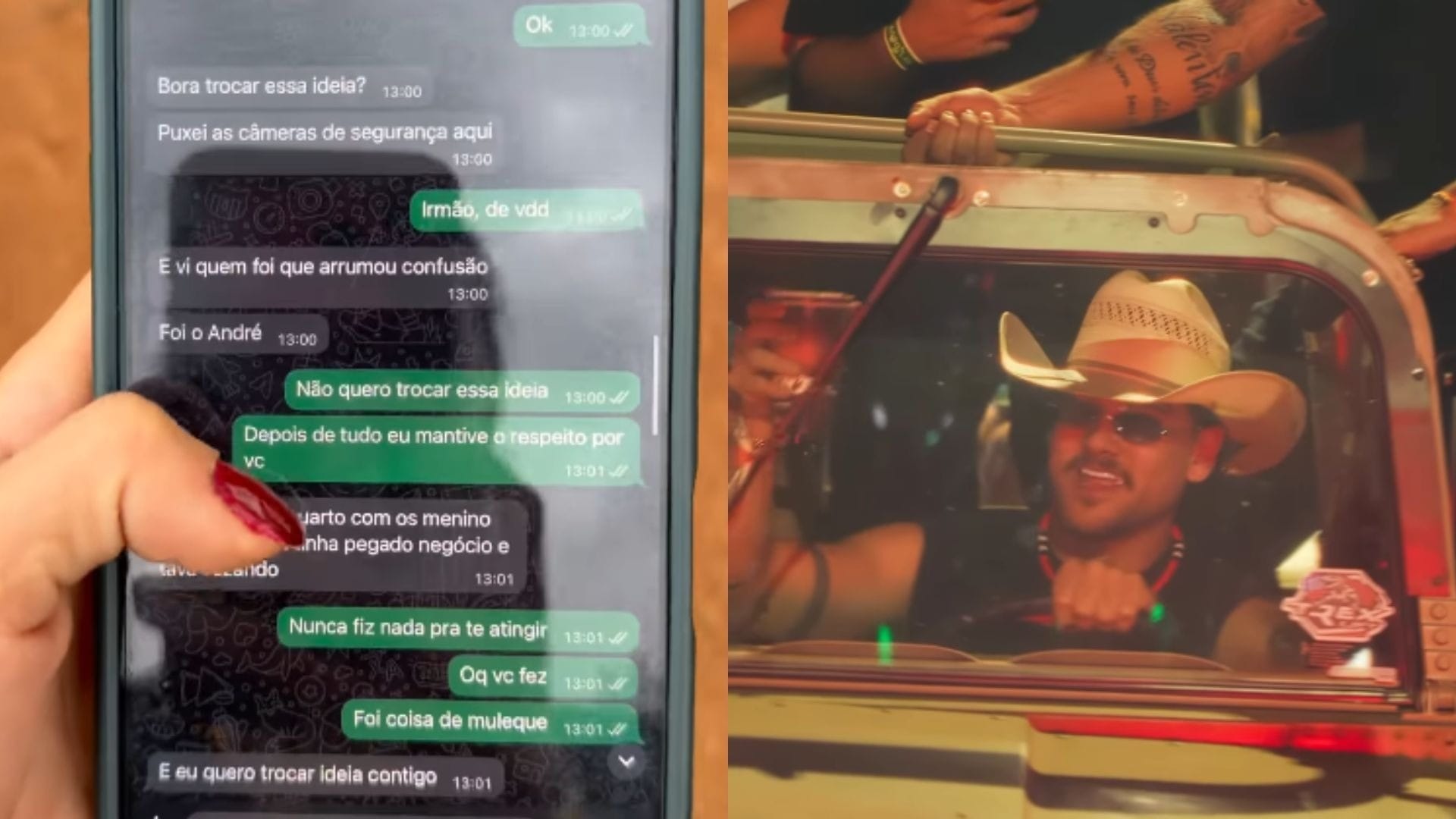 Casal expõe conversa com Rincon após confusão; leia troca de mensagens - QTU Questões do Universo