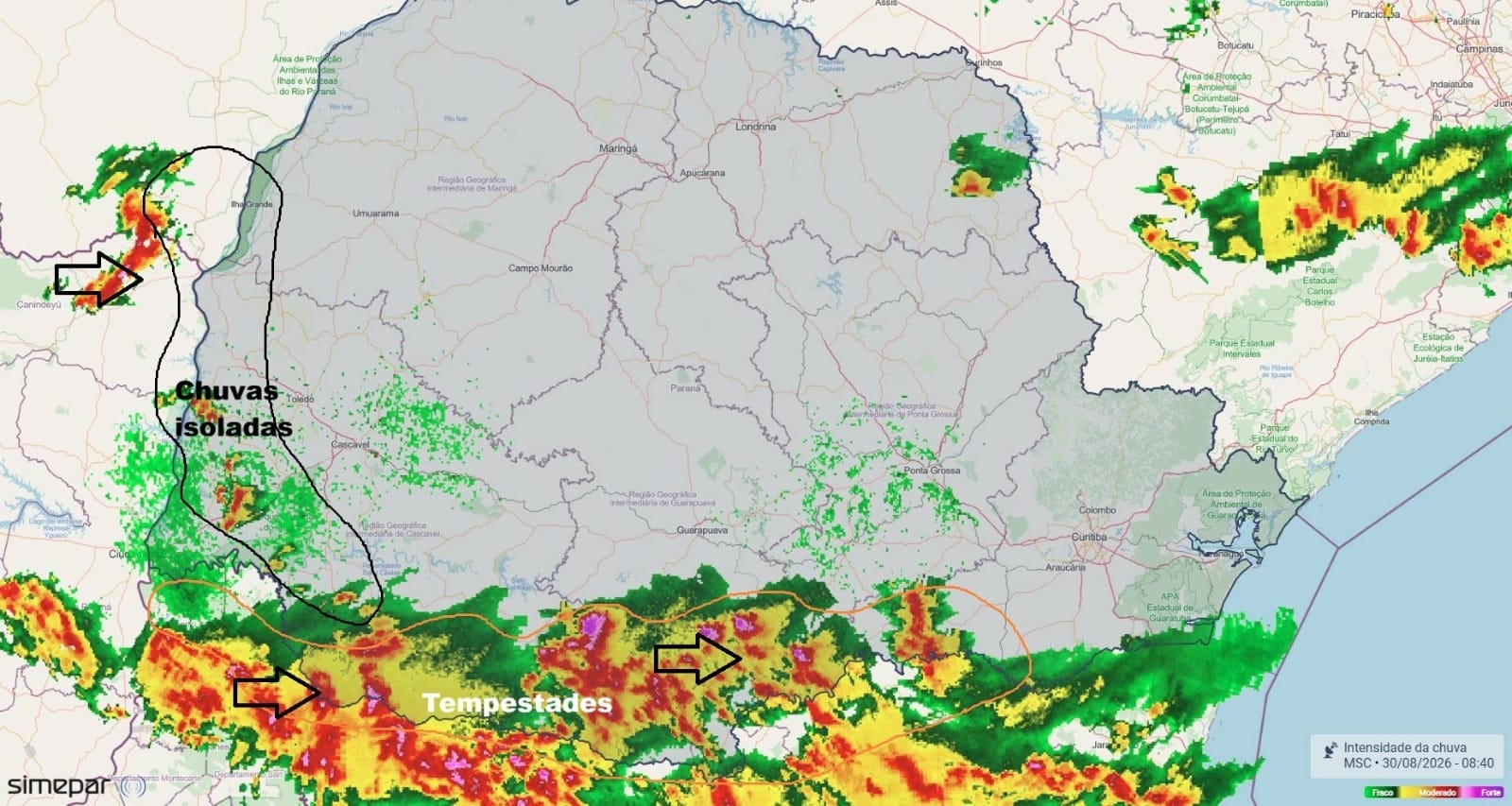 Temporal com granizo atinge Curitiba durante a madrugada e tempo segue instável