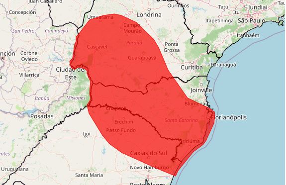 Inmet alerta 'perigo' para tempestades em mais de 700 cidades do Sul