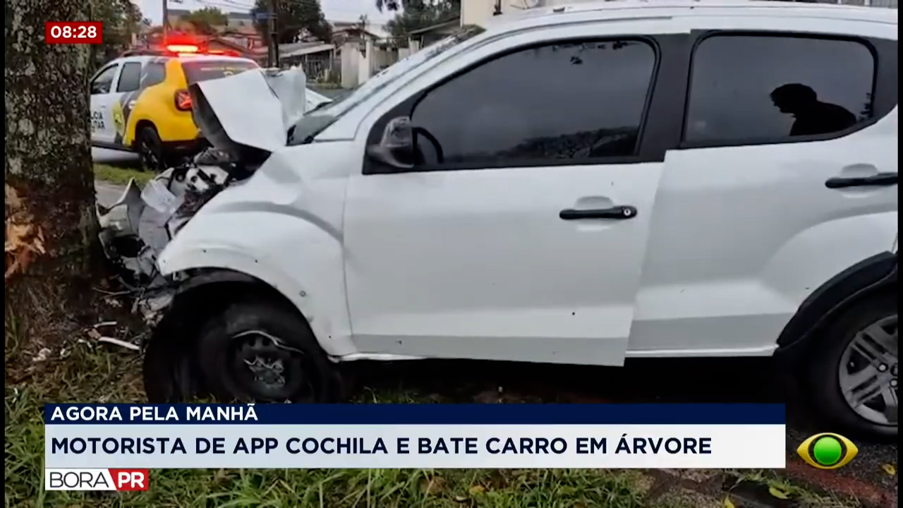 Motorista de aplicativo dorme ao volante e bate em árvore no Cajuru