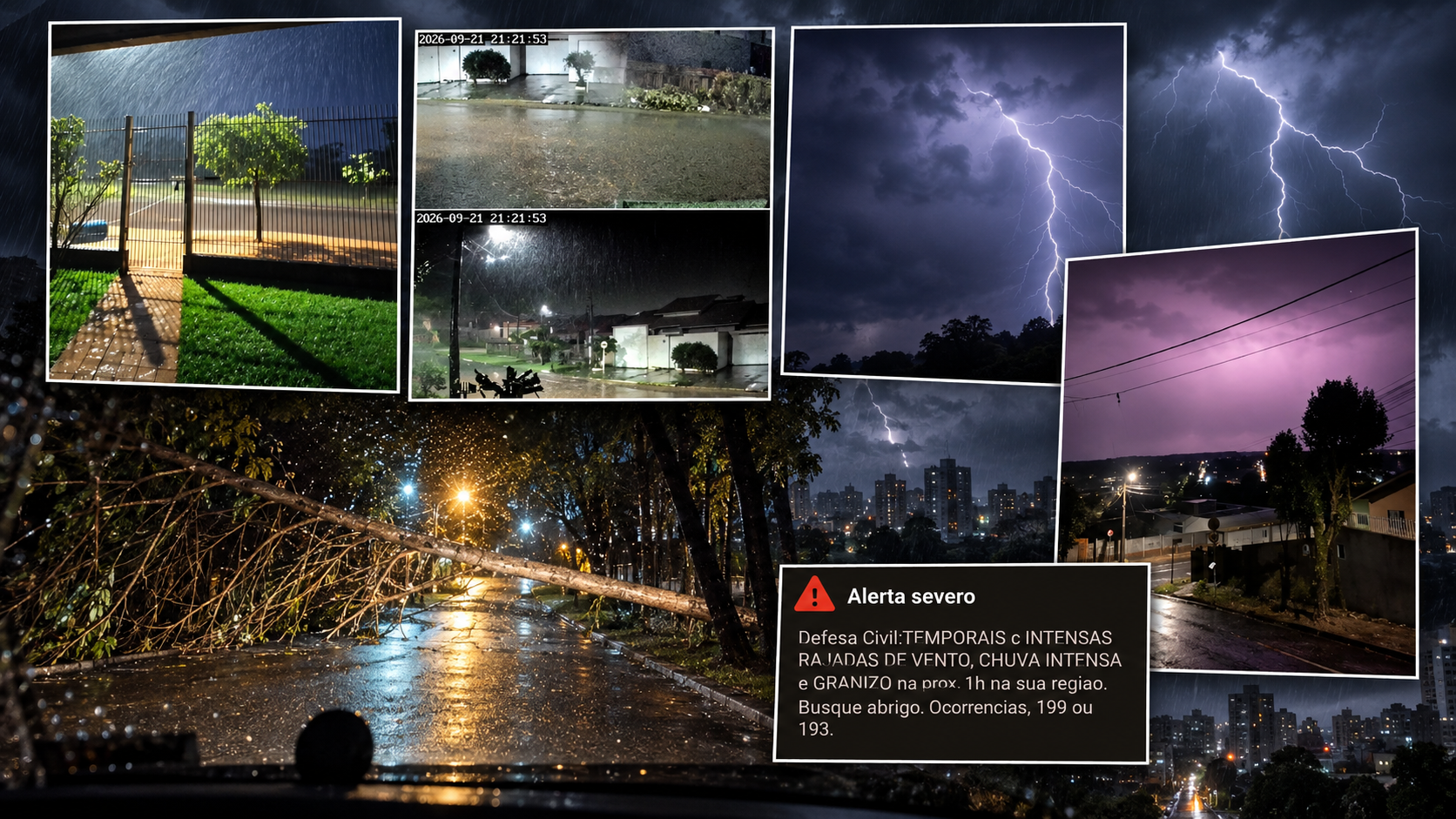 Temporais marcam noite de segunda e madrugada de terça no Paraná