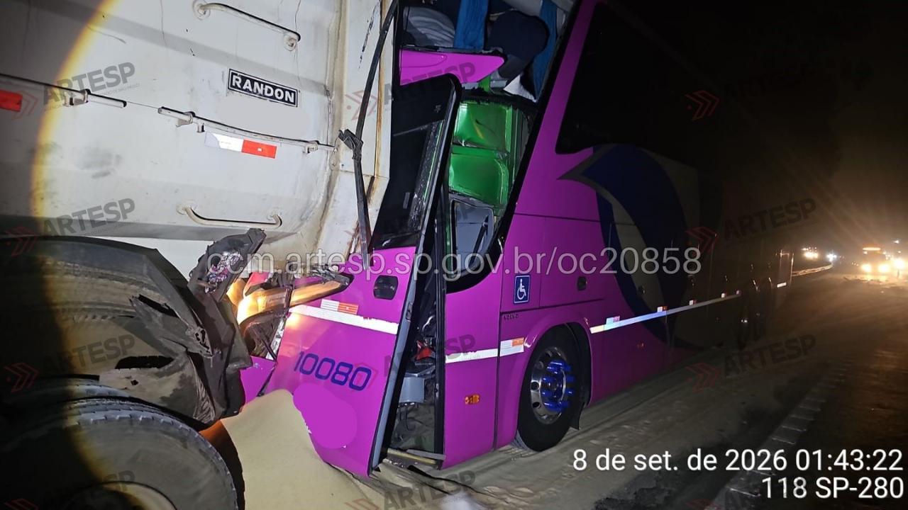 Acidente entre ônibus e carreta deixa oito feridos em Itu