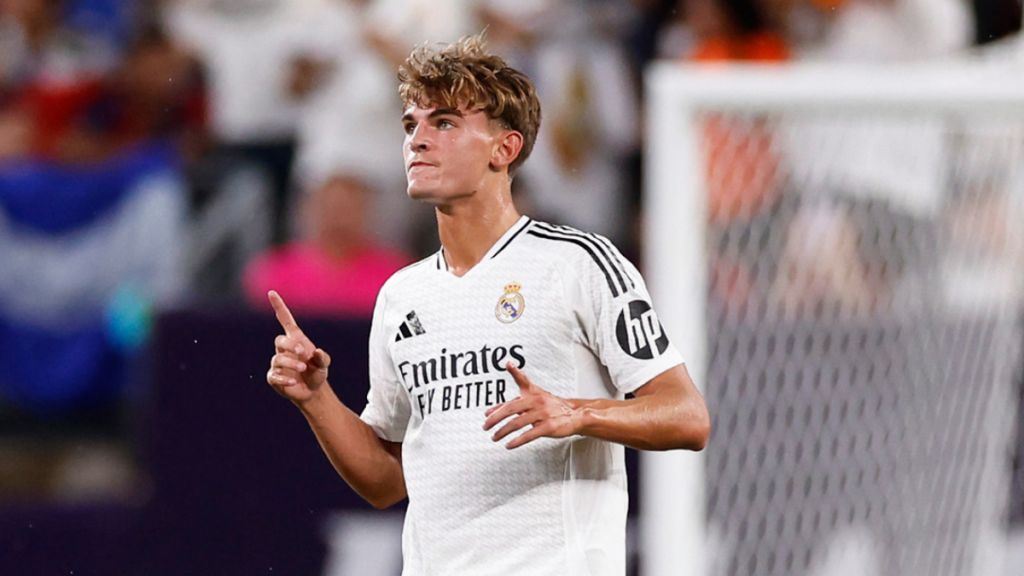 Nico Paz, em ação pelo Real Madrid