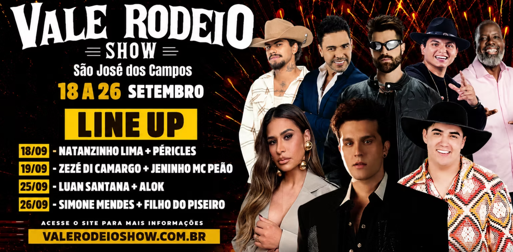 Luan Santana, Péricles e Zezé di Camargo são destaque do Vale Rodeio Show