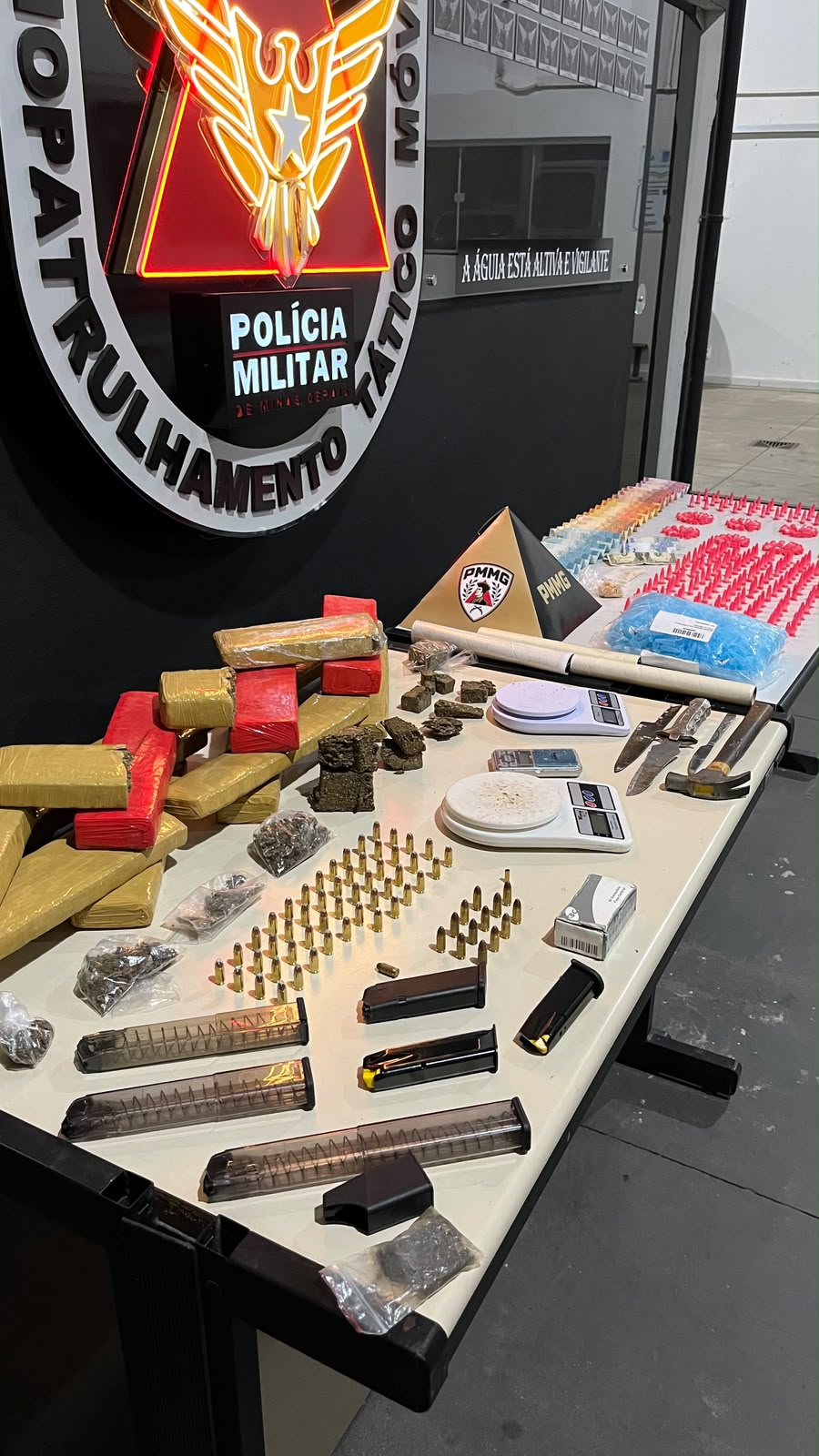 Mulher é presa com drogas, armas brancas, munições, celulares e dinheiro