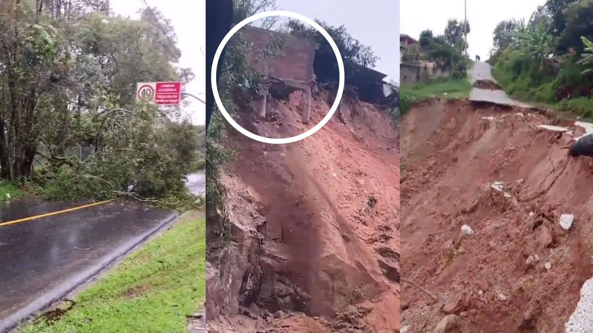 Chuva causa bloqueios e desmoronamento em Curitiba e Almirante Tamandaré