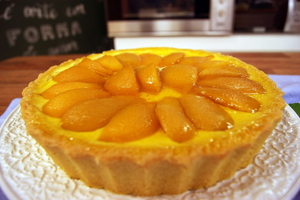Torta de Pêssego, feita pelo chef Daniel Bork, no programa Dia Dia (Reprodução/Dia A Dia/Band)