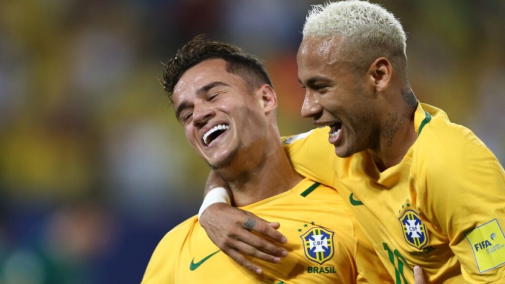 Coutinho e Neymar pela Seleção Brasileira