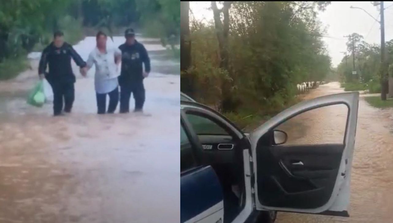 Forte chuva: Mulher é resgatada por GCMs em Salto de Pirapora