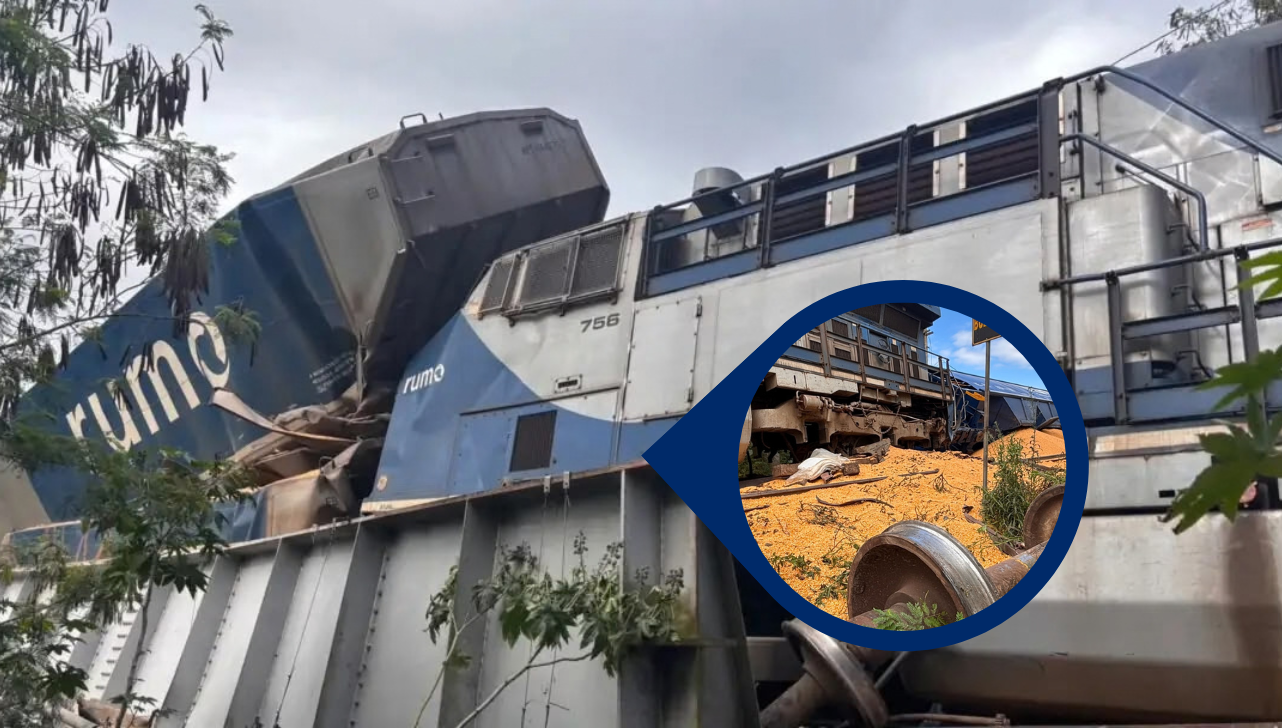 Trem carregado com milho descarrilha e sete vagões tombam em Limeira