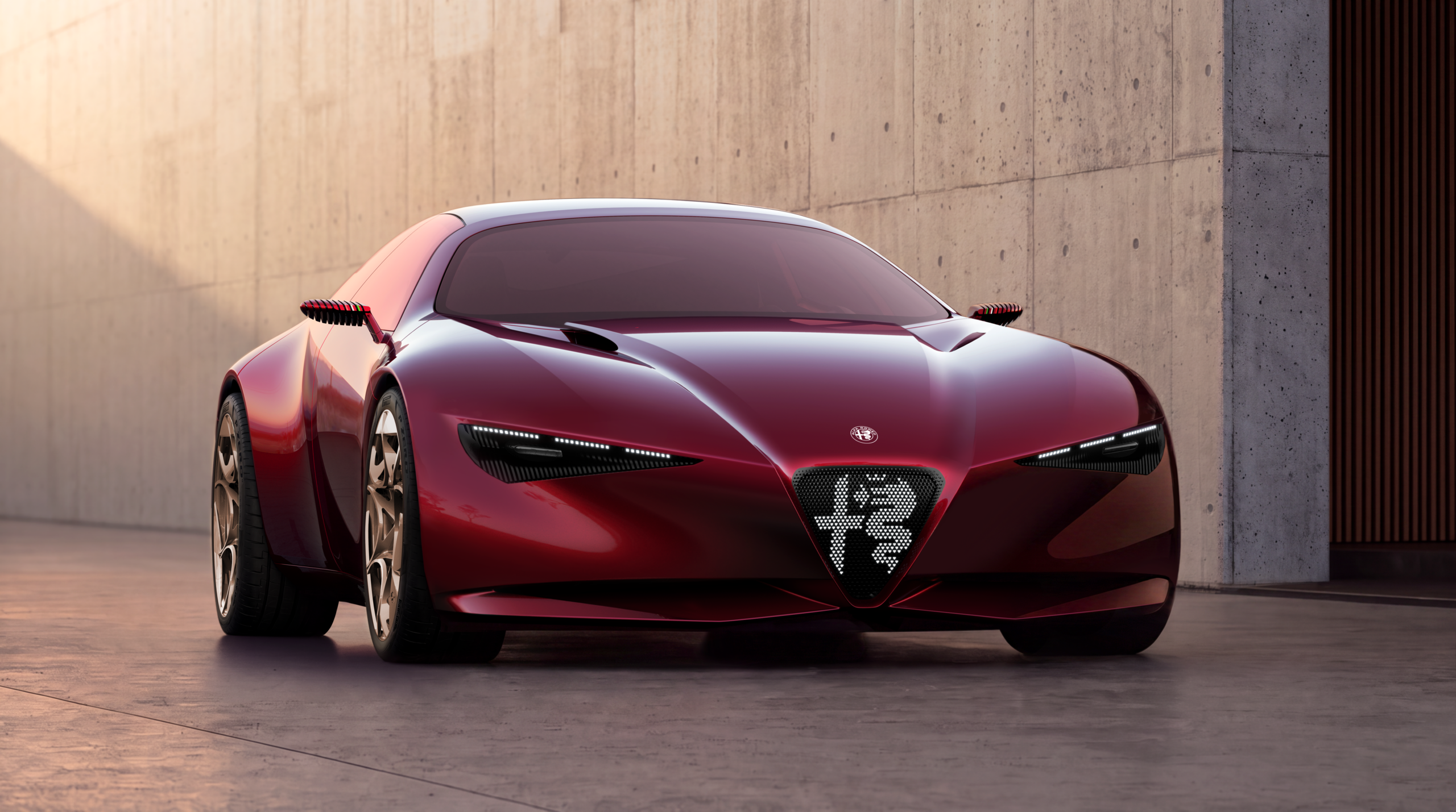 Alfa Romeo revela cupê futurista com portas invertidas e direção eletrônica