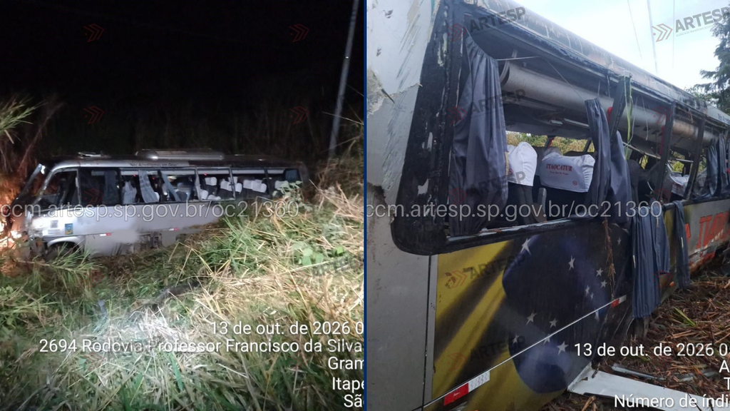 Acidente com micro-ônibus deixou ao menos três mortos — Divulgação/Artesp