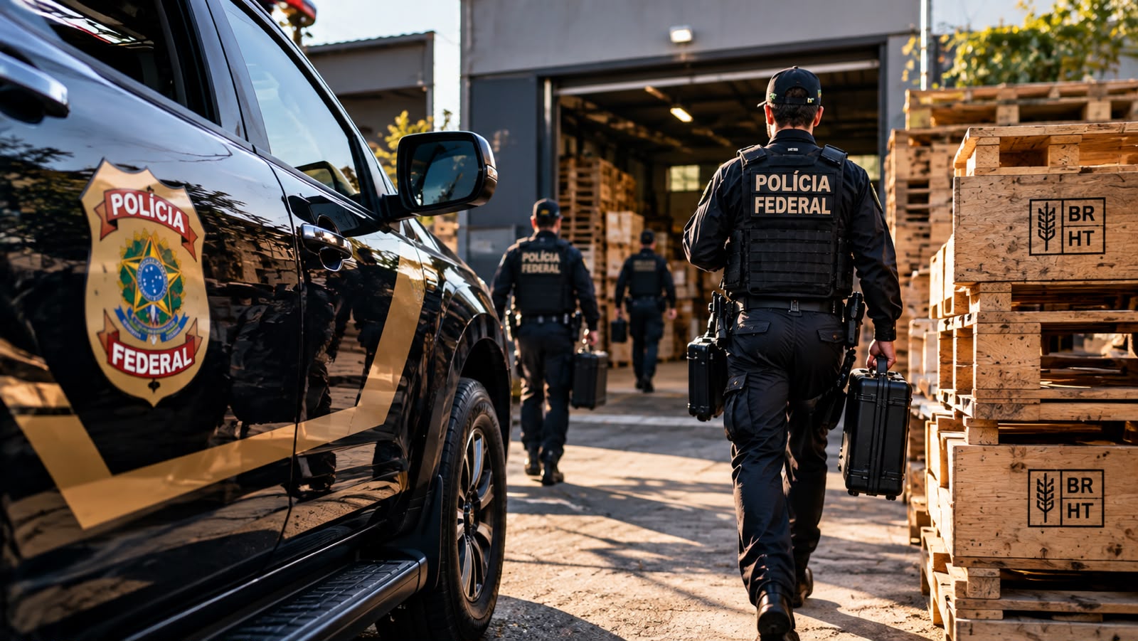 PF faz buscas por suspeita de fraude em paletes de madeira em Curitiba