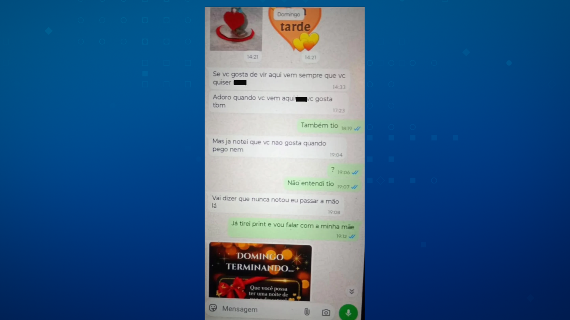 Suspeito mandava mensagens via whats App