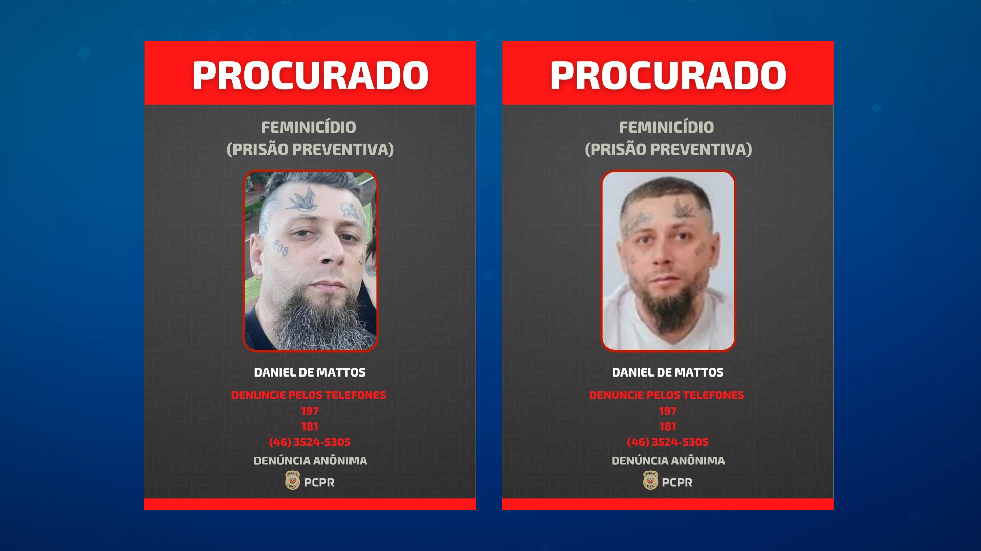 Polícia divulga foto de foragido por feminicídio em Francisco Beltrão