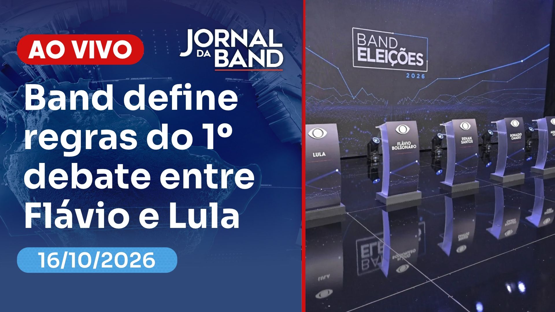 Band define regras do 1º confronto entre Flávio e Lula no 2º turno; veja