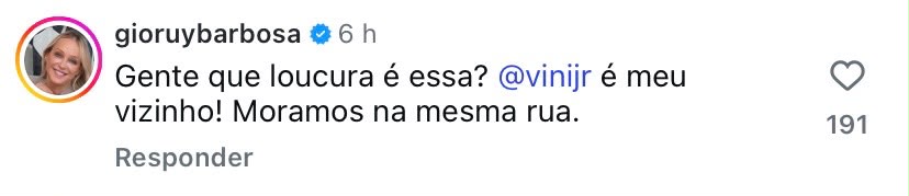 Comentário de Gioconda Ruy Barbosa (Reprodução/ Instagram)