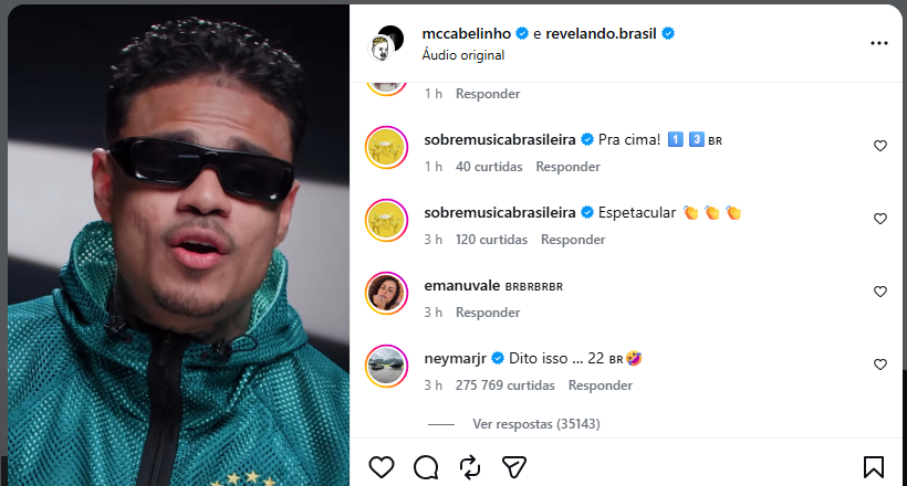 Neymar responde a vídeo sobre política de MC Cabelinho e apoia Flávio Bolsonaro