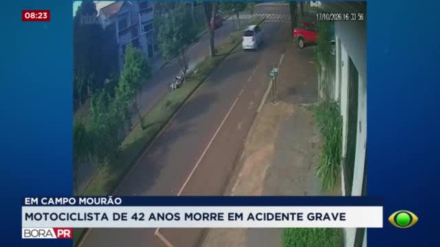 Câmera flagra batida em árvore que matou motociclista em Campo Mourão