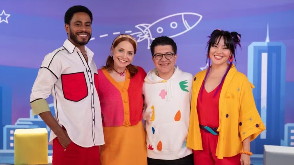 Geovanna Tominaga, Letícia Colin, Ícaro Silva e Paulo Mathias Jr, que fizeram parte da história da TV Globinho