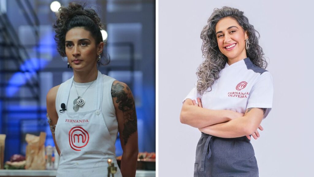 Fernanda Oliveira, a Loba, na 9ª temporada do MasterChef Brasil (à esquerda) e hoje (à direita)