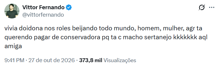Vittor Fernando ironiza o caso no X (Reprodução/X)