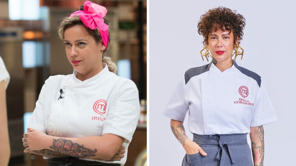 Irina Cordeiro na 2ª temporada do MasterChef Brasil (à esquerda) e hoje (à direita)