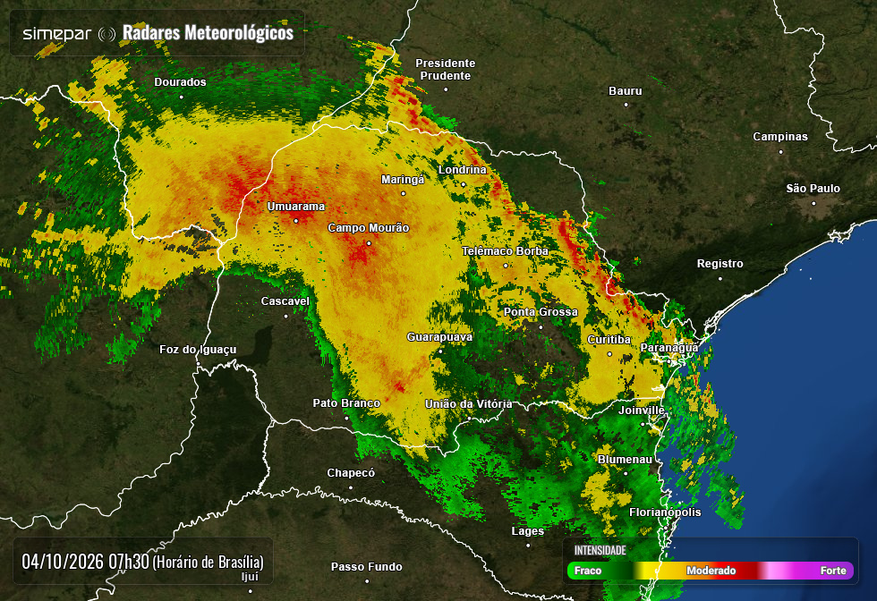 Laranjeiras do Sul registra vento de 124 km/h durante temporal no Paraná
