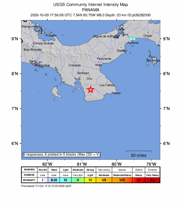 Panama earthquake of magnitude 7.6‑7.7 triggers tsunami alert and airport closure