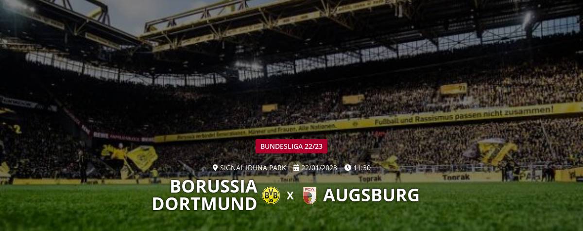 Borussia Dortmund x Augsburg: que horas é o jogo hoje, onde vai ser e mais